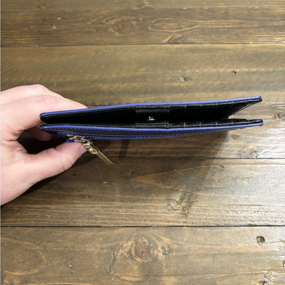 Kate Spade Rainer Lane Iridescent Blue Snap Close Wallet with Storybook Lining - Picture 6 of 13